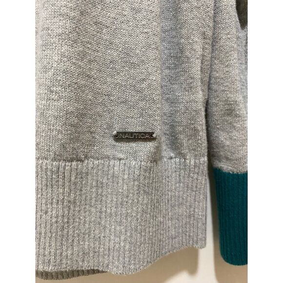 Nautica Sweater Color Block Gray and Light Blue Size M - Picture 2 of 7